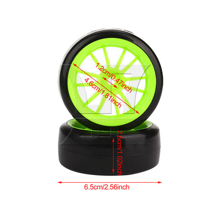 BQLZR 1pc RC1:10 Drift Tire and Green Wheel Rim for Model Car Repair Replacement Spare Parts