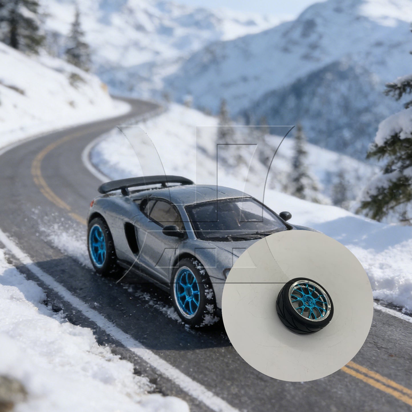 BQLZR 1pc RC1:10 Racing Tire Wheel Hub Y-shaped Plated Blue Wheel Model Accessories