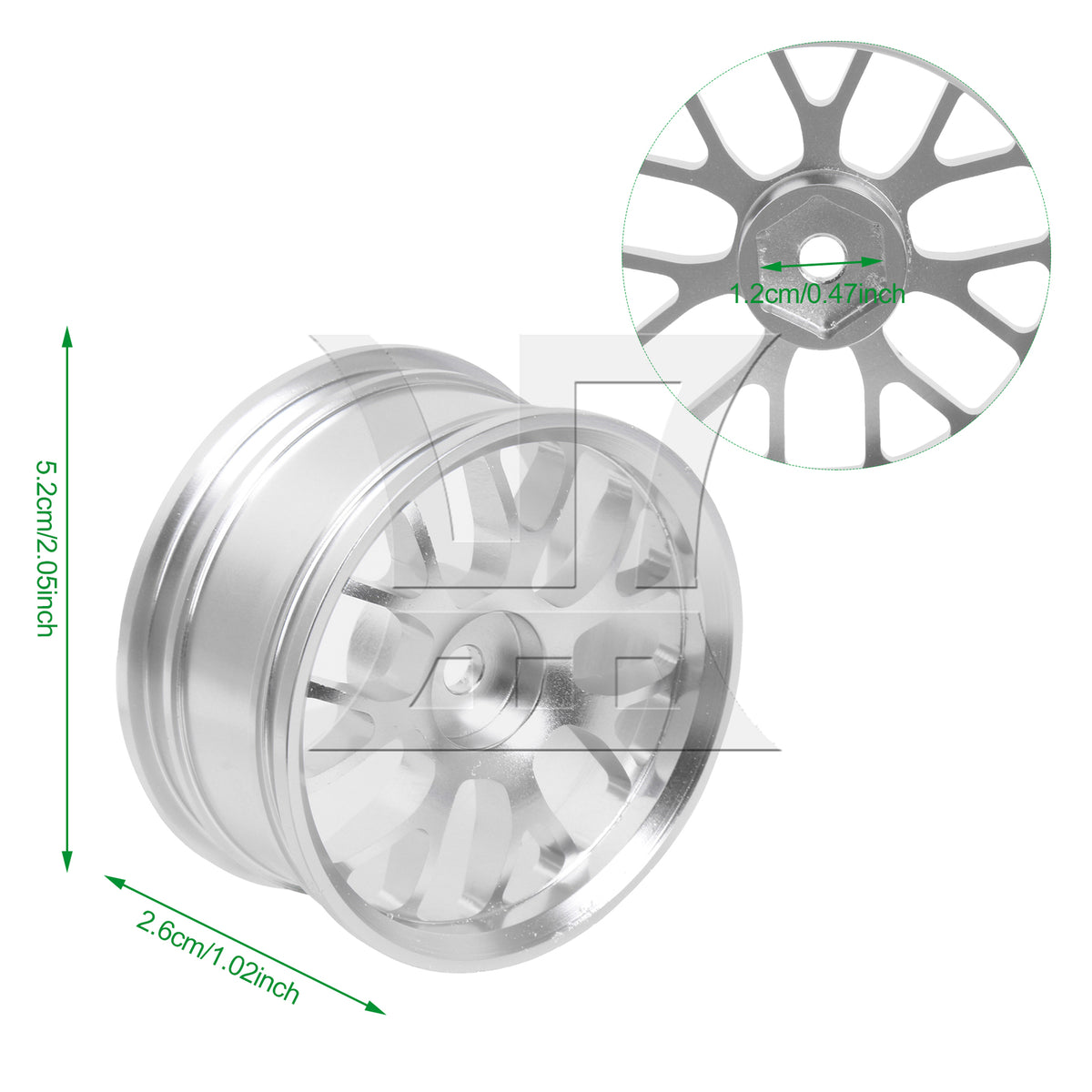 BQLZR 1pc RC1:10 On Road Car Aluminum Alloy Y-Shaped Wheel Rim 50008S Silver for Model Car Racing