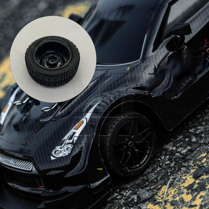 BQLZR 1pc RC1:10 On Road Car Tire and 4-Hole Plastic Wheel Rim 20662 Black for Model Car Racing
