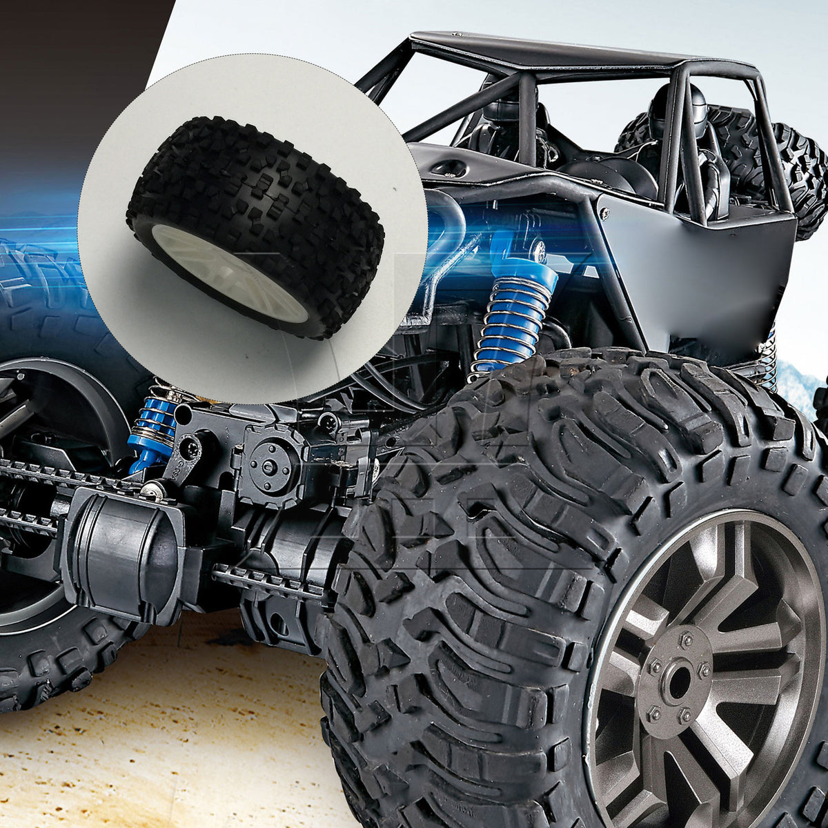 BQLZR 2pcs RC1:10 Off-road Vehicle Rear Wheel with Black Dotted Tread and White Wheel Wheel Model Acceossories