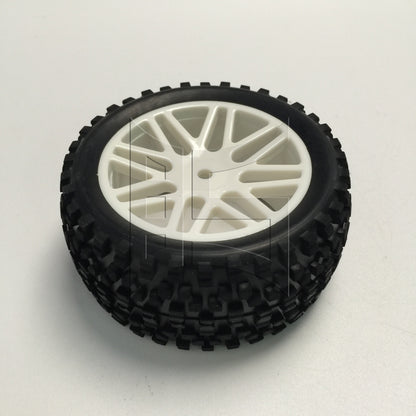 BQLZR 2pcs RC1:10 Off-road Vehicle Rear Wheel with Black Dotted Tread and White Wheel Wheel Model Acceossories