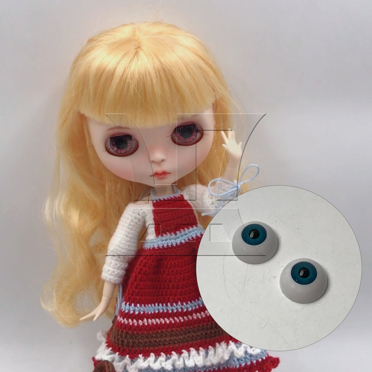 BQLZR 2pcs Half Covered Eyeball 26mm Blue for Plastic Dolls