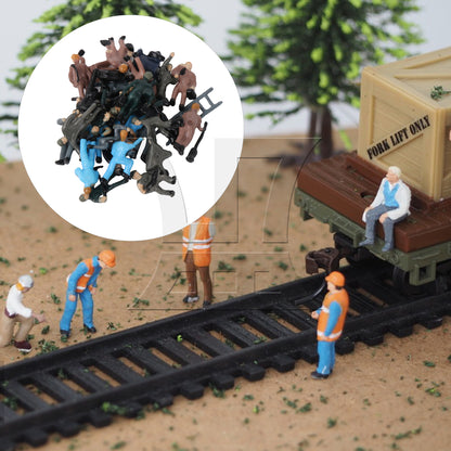 BQLZR 27 Pieces Multicolor Architecture Railroad Workers Model Figures 1:87 Scale