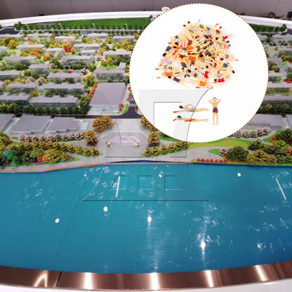 BQLZR 50 Pieces Multicolor Architecture Swimming Model Figures 1:100 Men Women Set