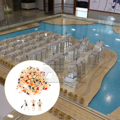 BQLZR 50 Pieces Multicolor Architecture Swimming Model Figures 1:100 Men Women Set
