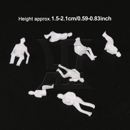 BQLZR 100 Pieces Unpainted Figures People Architectural Models 1:87 Sitting Position
