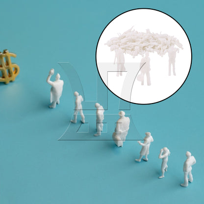 BQLZR 100 Pieces 1:87 Scale People Mannequin Model Unpainted Figures Men and Women