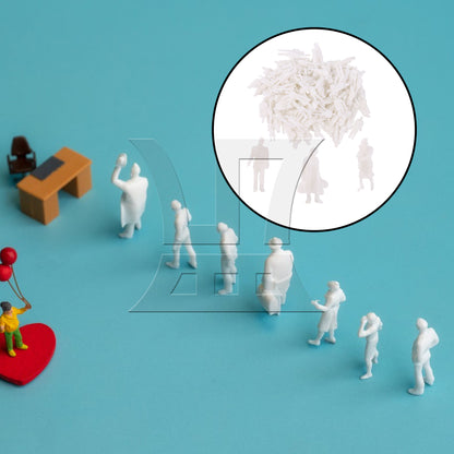 BQLZR 100 Pieces 1:87 Scale People Mannequin Model Unpainted Figures Men and Women
