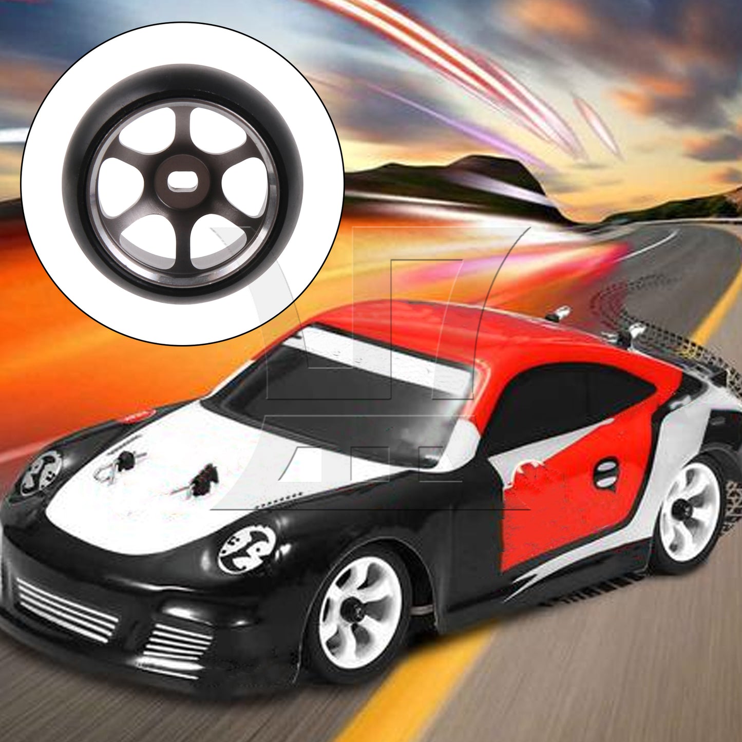 BQLZR RC1:28 Drift 6 Spoke Wheel Tyre 0.98" Replacement for Mini-Z Titanium Color