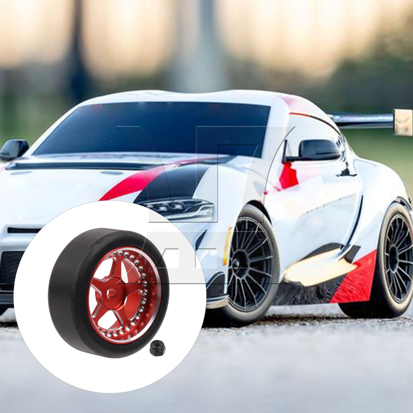 BQLZR RC Red Drift Al. Wheel Tyre 1.14 inch Star-Shaped Replacement for K969 1:28