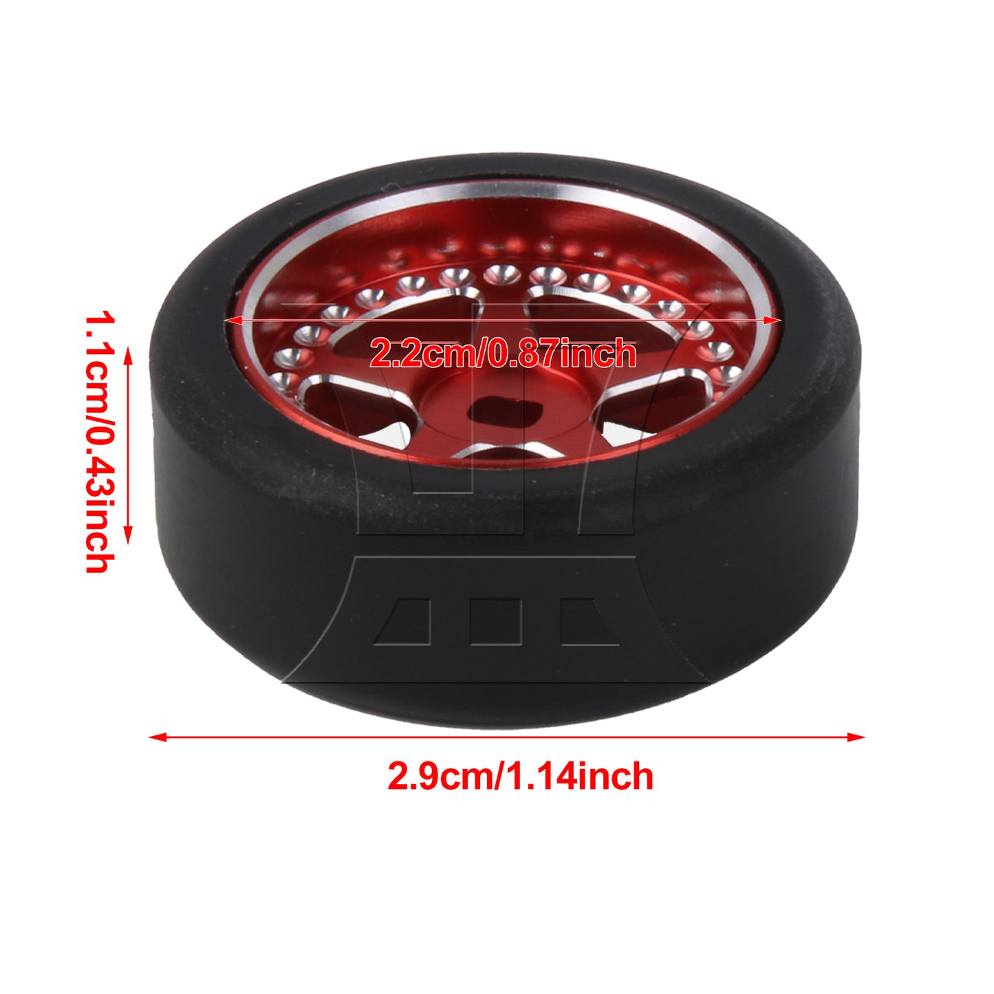 BQLZR RC Red Drift Al. Wheel Tyre 1.14 inch Star-Shaped Replacement for K969 1:28