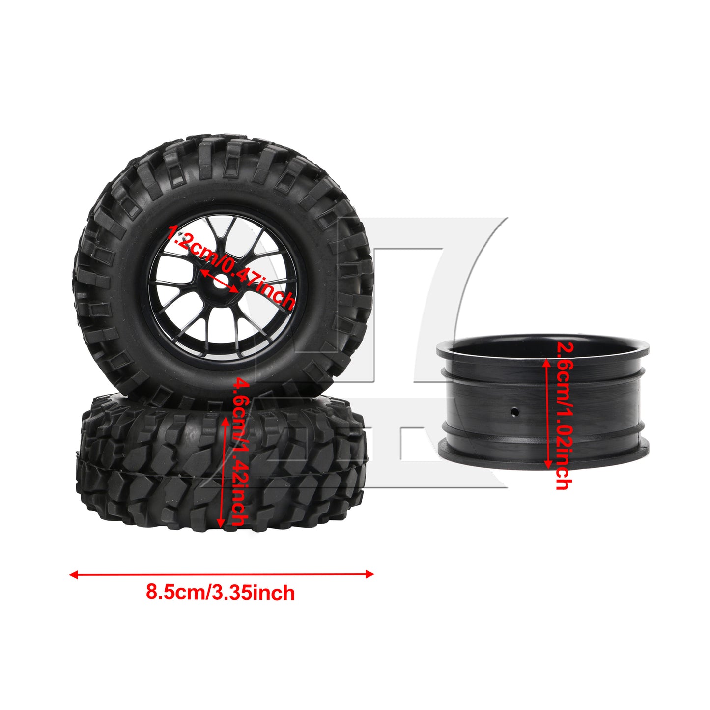 BQLZR 1pc RC1:10 Off-Road Vehicle Tire and Y-Shaped Black Wheel Rim for Model Car Repair Replacement Spare Parts