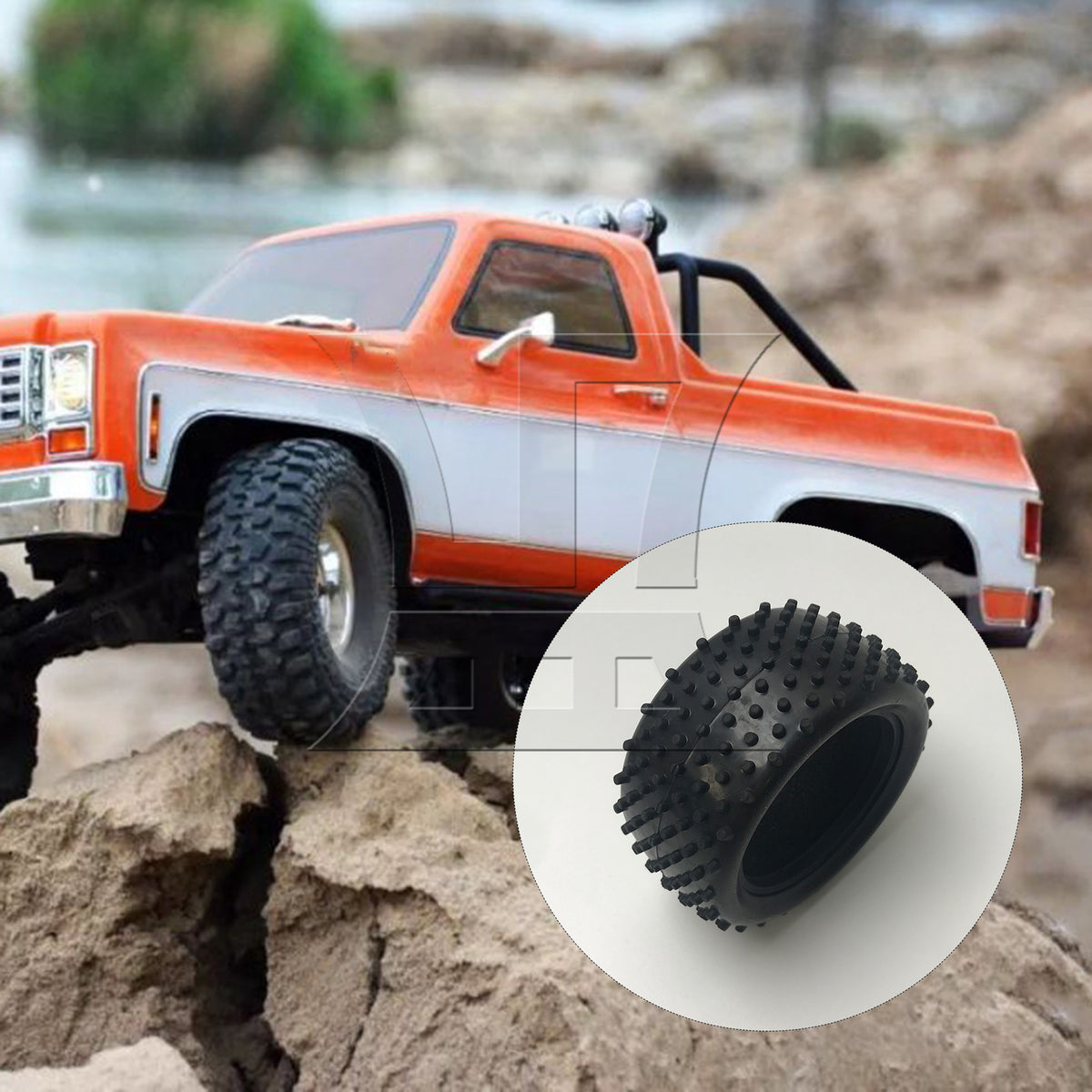 BQLZR 1pc RC1:10 Off Road Tire By-001/By-002 Rear Black Model Car Repair Replacement Spare Parts