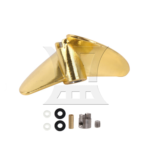 BQLZR 1PC P1.4 35mm RC Boat Metal Propeller PRB0313Y Golden with Brass Sleeve Replaces FT016 FT007 FT012