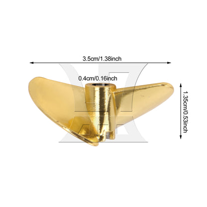 BQLZR 1PC P1.4 35mm RC Boat Metal Propeller PRB0313Y Golden with Brass Sleeve Replaces FT016 FT007 FT012