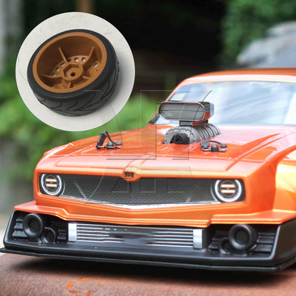BQLZR 1pc RC1:10 Flat Sports Car Eight-Character Rubber Tires and Plastic Wheels, Coffee Color Model Car Replacement Parts