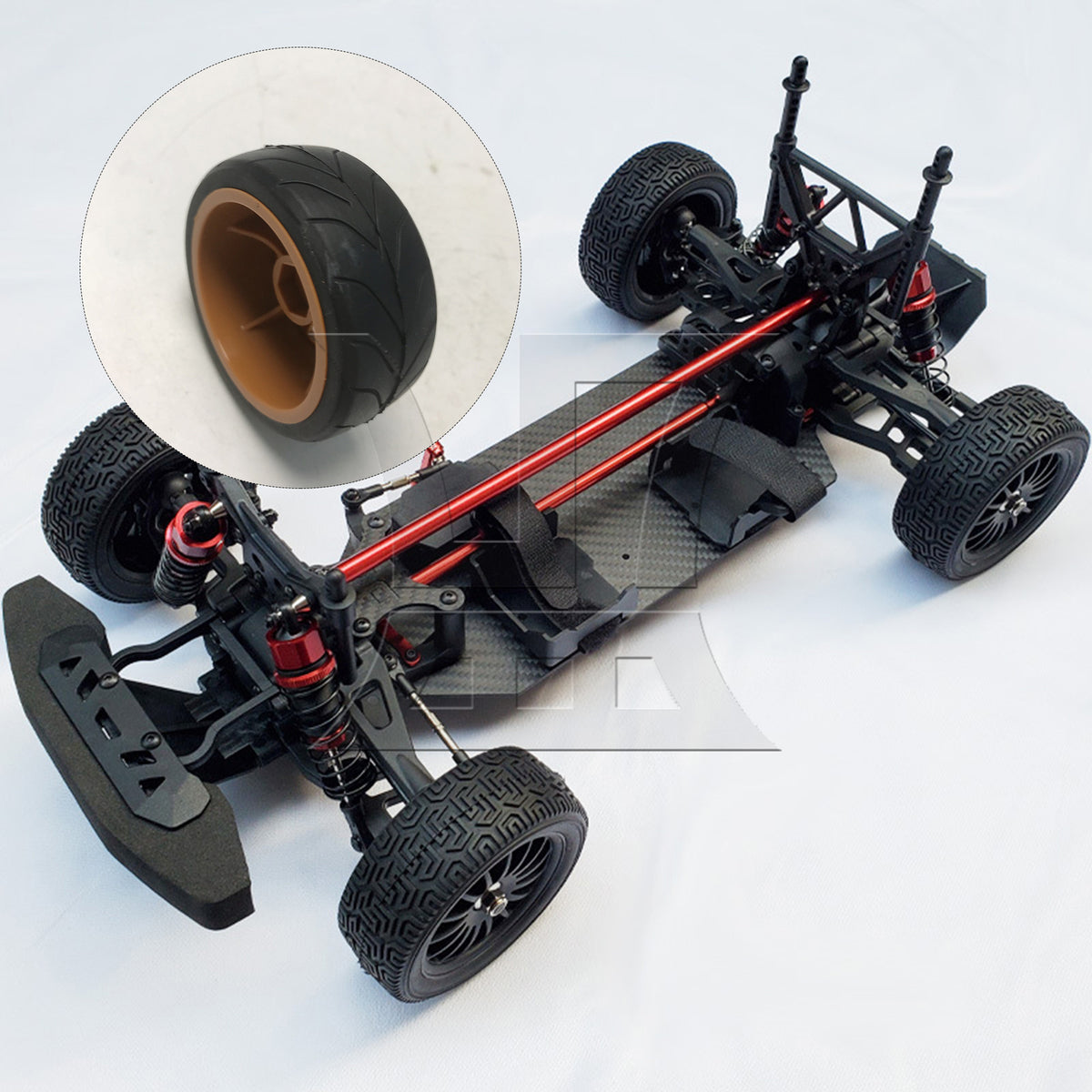 BQLZR 1pc RC1:10 Flat Sports Car Eight-Character Rubber Tires and Plastic Wheels, Coffee Color Model Car Replacement Parts