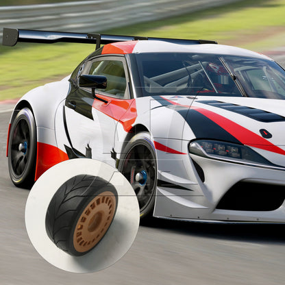 BQLZR 1pc RC1:10 Flat Sports Car Eight-Character Rubber Tires and Plastic Wheels, Coffee Color Model Car Replacement Parts