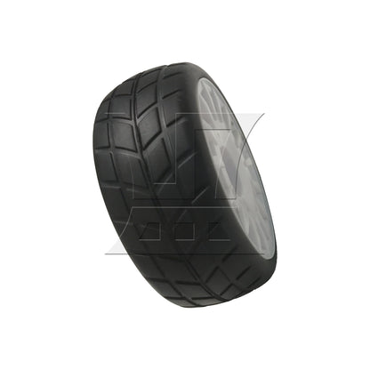 BQLZR 1pc RC1:10 Flat Sports Car Checkered Rubber Tire and Plastic Wheels White Model Car Replacement Parts