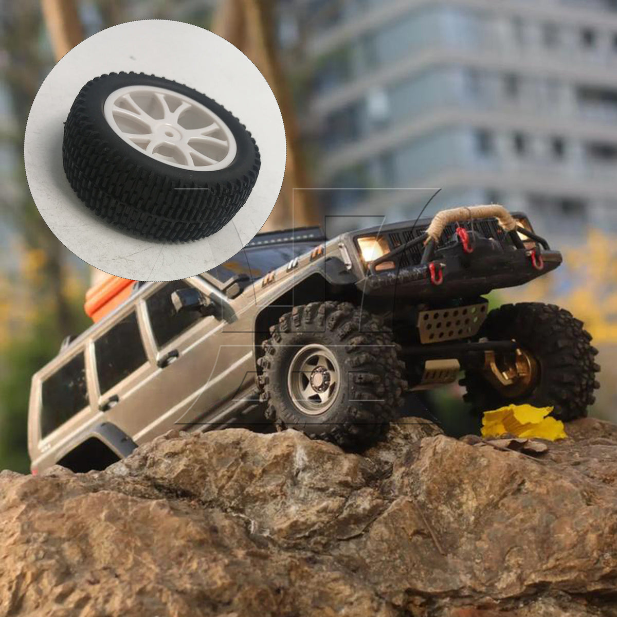 BQLZR 1pc RC1:10 Off-Road Vehicle One-Line Tire and 10-Spoke Y-Shaped Wheels Front Wheels White Model Car Replacement Parts
