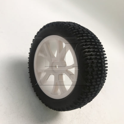 BQLZR 1pc RC1:10 Off-Road Vehicle One-Line Tire and 10-Spoke Y-Shaped Wheels Front Wheels White Model Car Replacement Parts