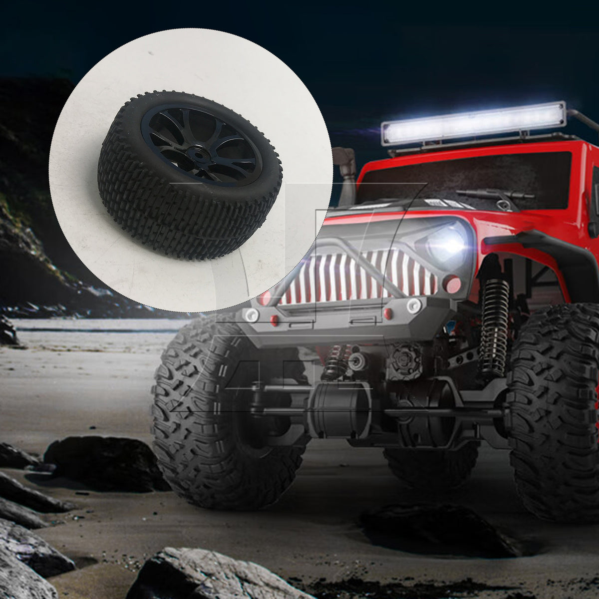 BQLZR 1pc RC1:10 Off-Road Vehicle One-Line Tire and 10-Spoke Y-Shaped Wheels Rear Wheel Black Model Car Replacement Parts