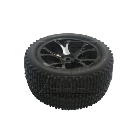 BQLZR 1pc RC1:10 Off-Road Vehicle One-Line Tire and 10-Spoke Y-Shaped Wheels Rear Wheel Black Model Car Replacement Parts