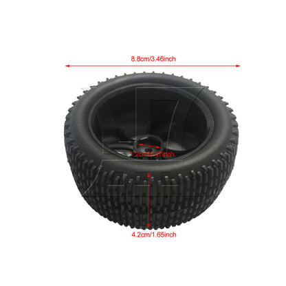 BQLZR 1pc RC1:10 Off-Road Vehicle One-Line Tire and 10-Spoke Y-Shaped Wheels Rear Wheel Black Model Car Replacement Parts