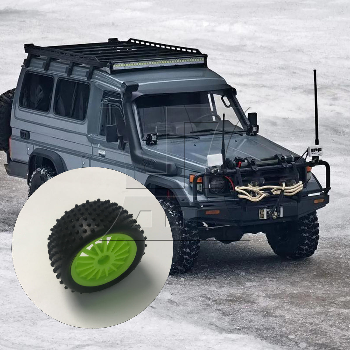 BQLZR 1pcs Off-road Vehicle Tires Green Hub Rear Wheel DIY Car Accessories