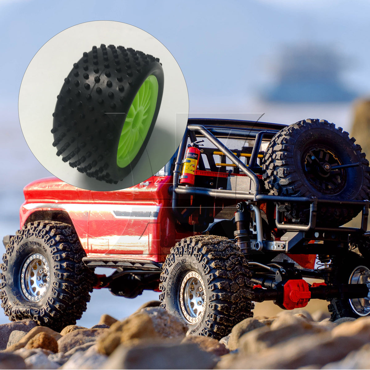 BQLZR 1pcs Off-road Vehicle Tires Green Hub Rear Wheel DIY Car Accessories