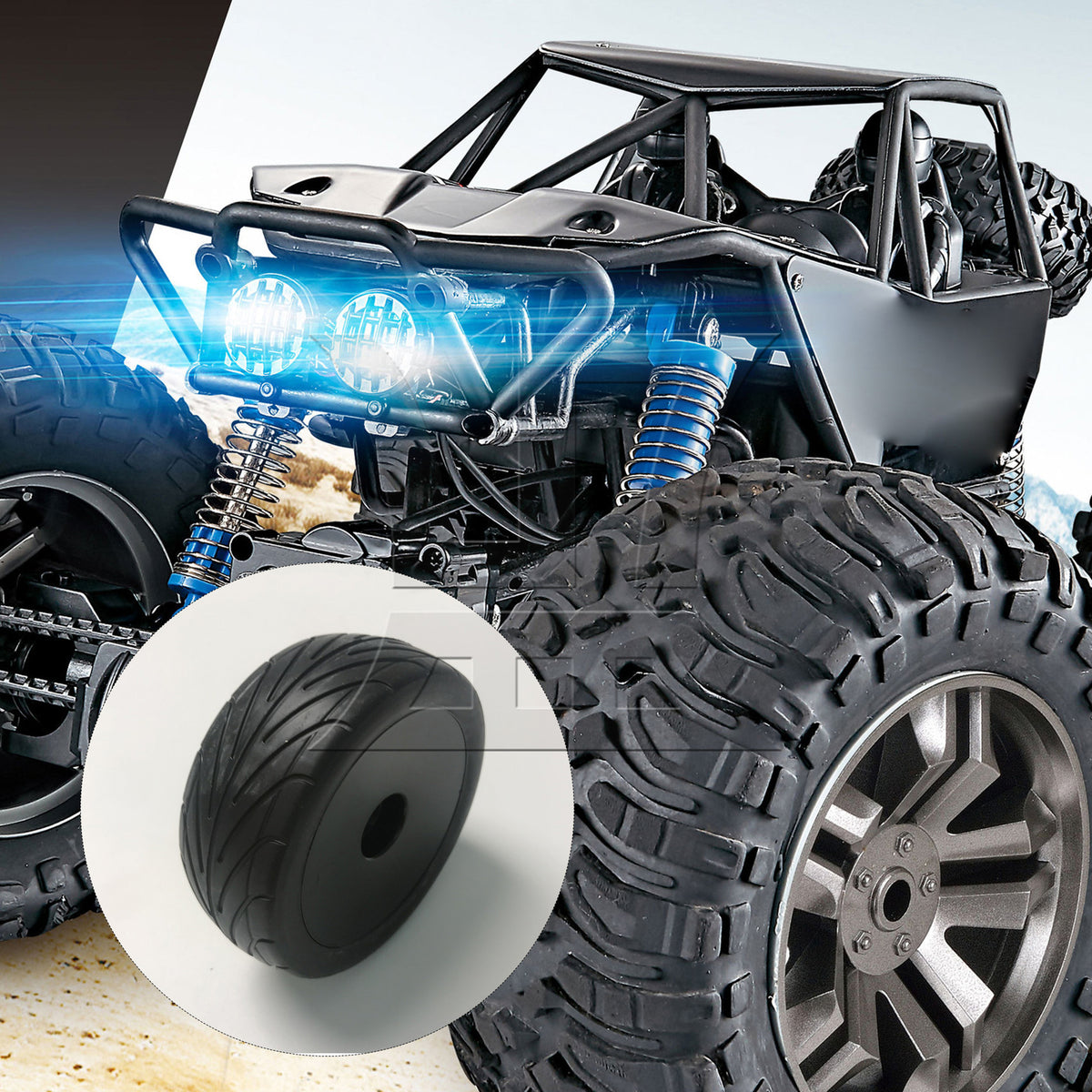 BQLZR 1pcs RC1:10 Off-road Vehicle Tires Black Disc Hub Front Wheel DIY Car Accessories