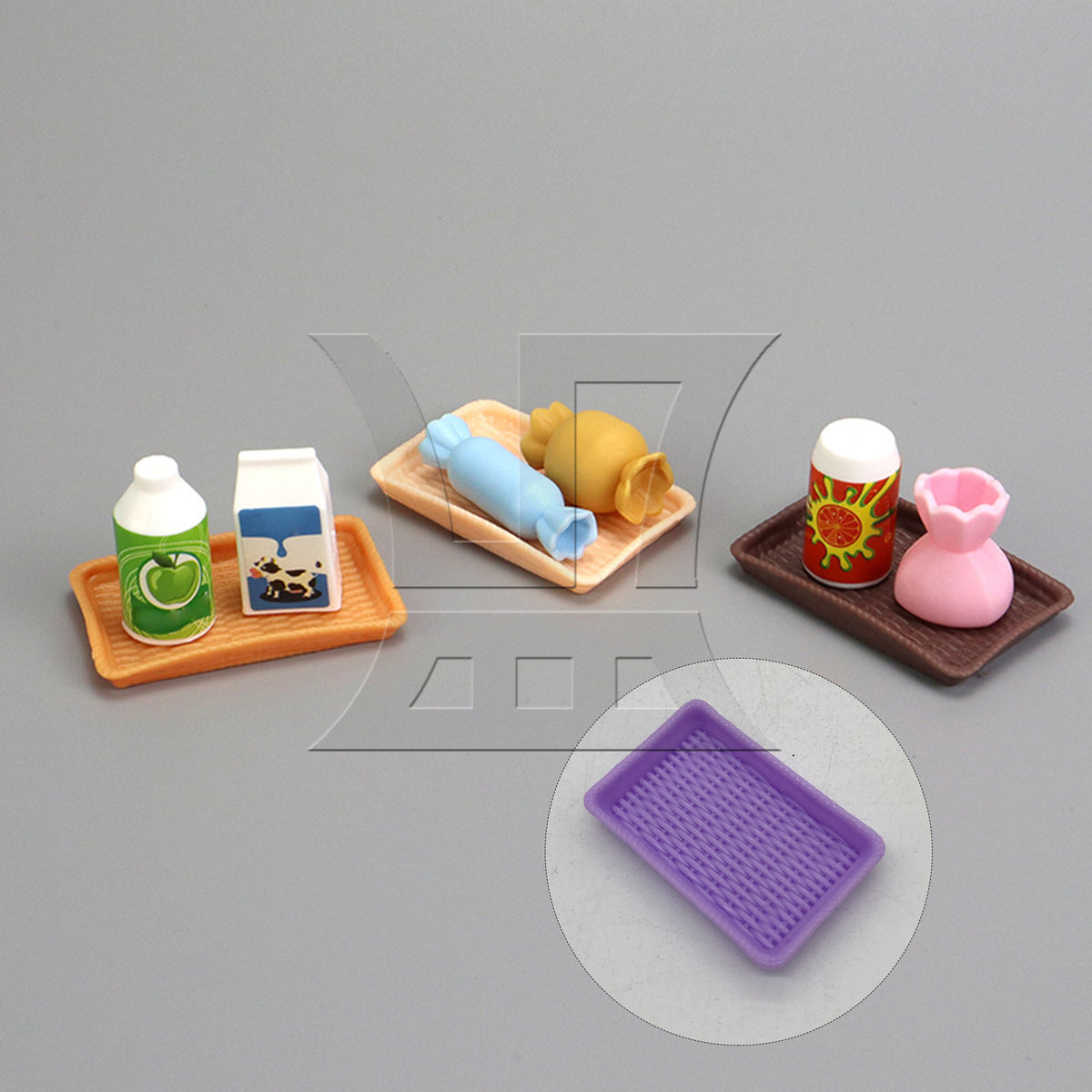 BQLZR 1pc DIY Scene Mini Rectangular Dining Plate Purple for Indoor Model