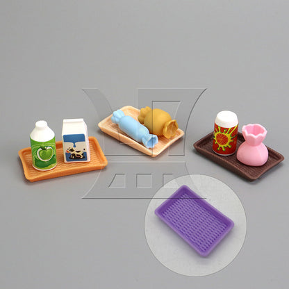 BQLZR 1pc DIY Scene Mini Rectangular Dining Plate Purple for Indoor Model