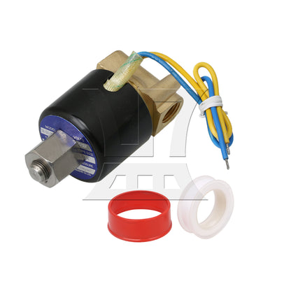 BQLZR DC 12V 1/4" N/O 2 Way Brass Solenoid Valve NBR Air Water Oil Electric Pneumatic