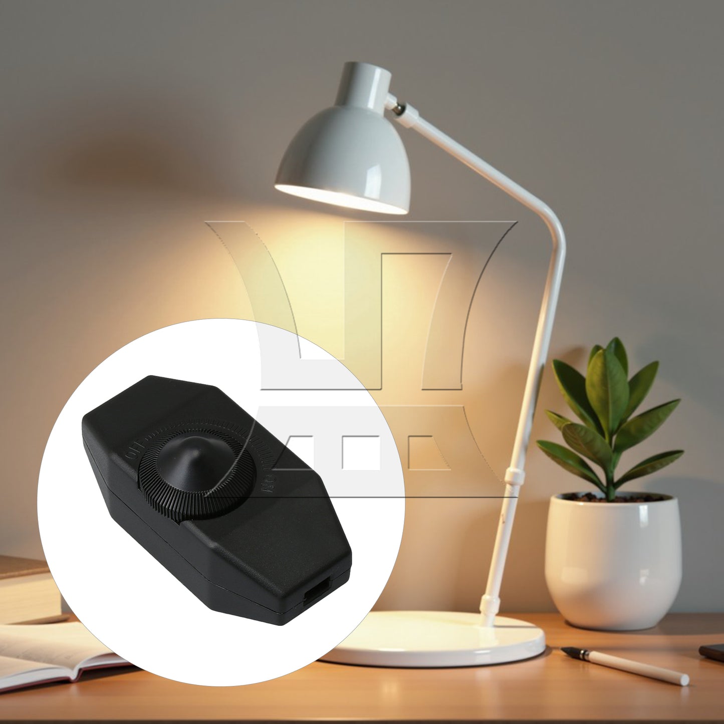 BQLZR Black Manual Dimmer Switch for Lamps Electrical Appliances Transformer 100W