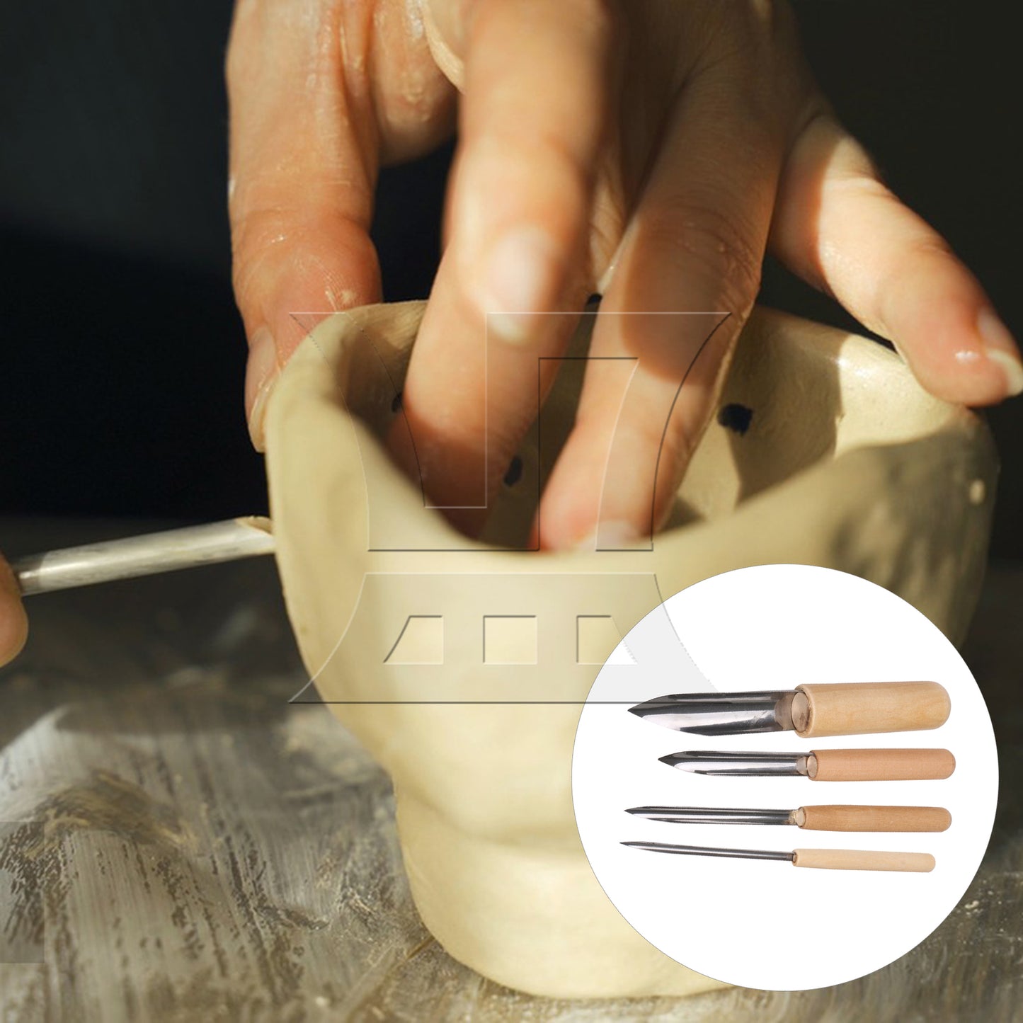 BQLZR 4PCS Semi Round Hole Pottery Clay Ceramic Tools For Drilling & Sculpture