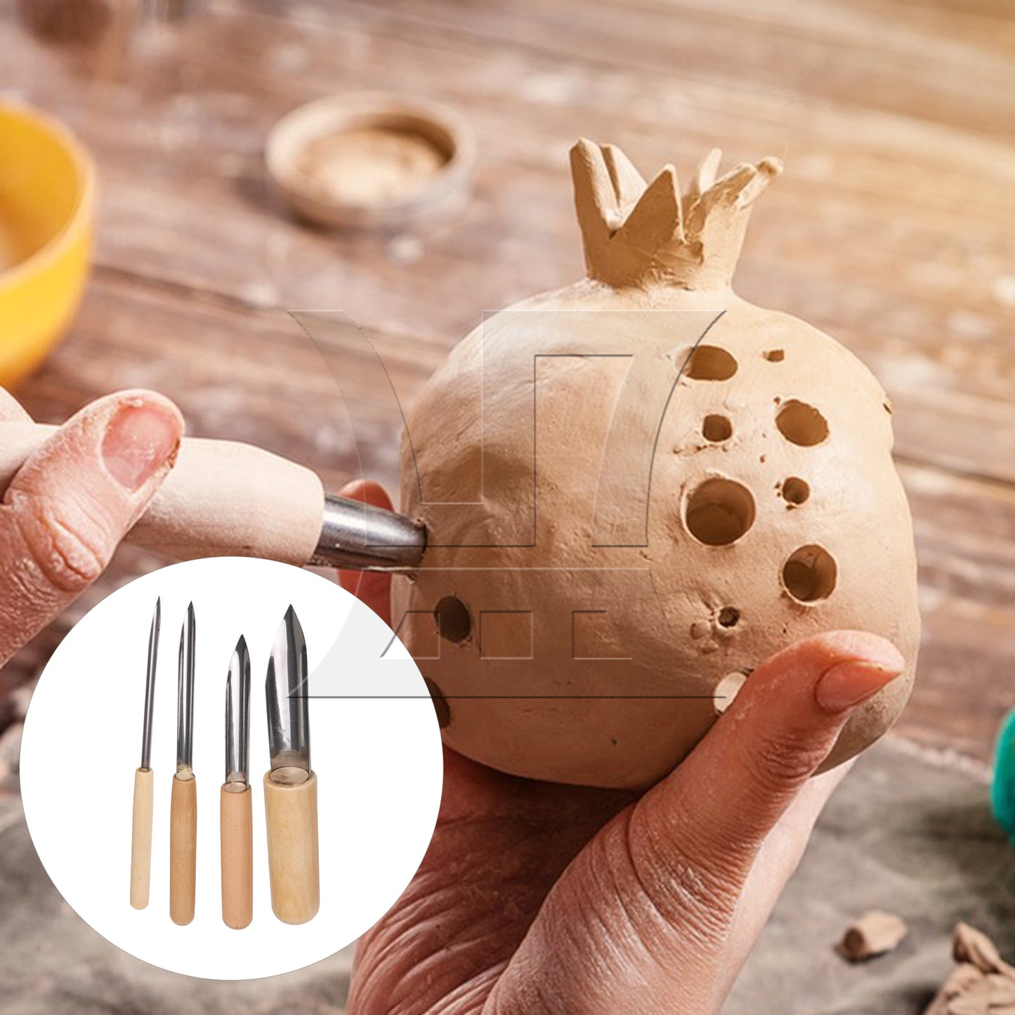 BQLZR 4PCS Semi Round Hole Pottery Clay Ceramic Tools For Drilling & Sculpture