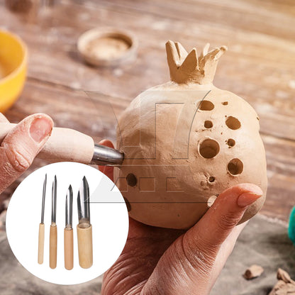 BQLZR 4PCS Semi Round Hole Pottery Clay Ceramic Tools For Drilling & Sculpture