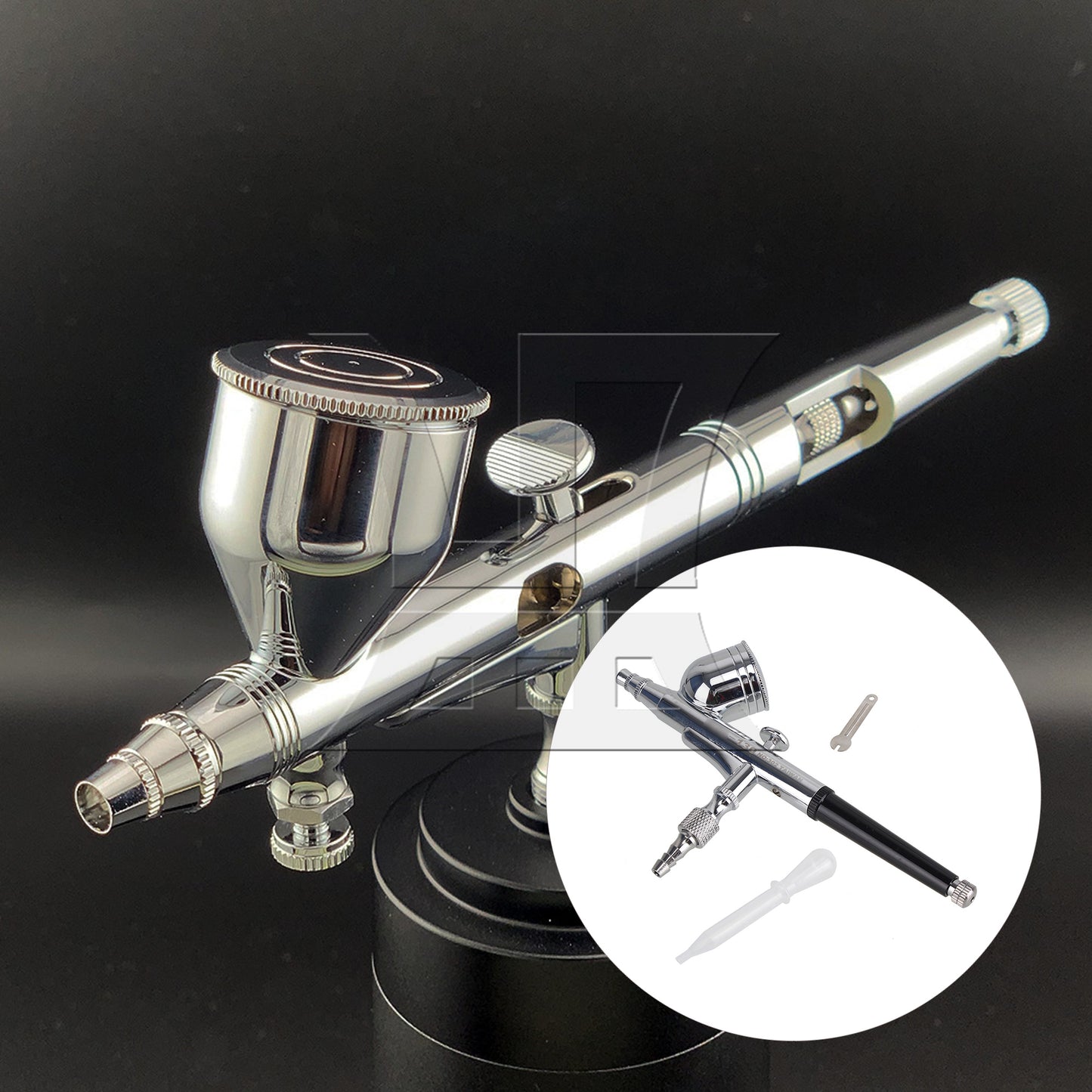 BQLZR Dual Action Airbrush 0.5mm Nozzle Dia Gravity Spray Set Paint Art Kit Silver