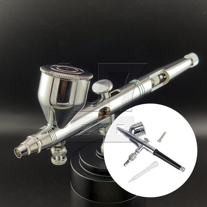 BQLZR Dual Action Airbrush 0.5mm Nozzle Dia Gravity Spray Set Paint Art Kit Silver