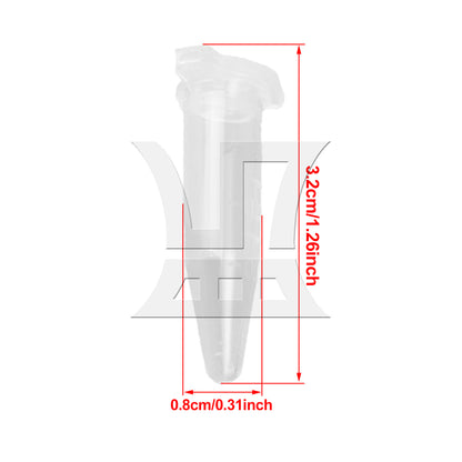 BQLZR 1000pcs Graduated Clear Plastic Microcentrifuge Vials Tubes Container 0.5ML
