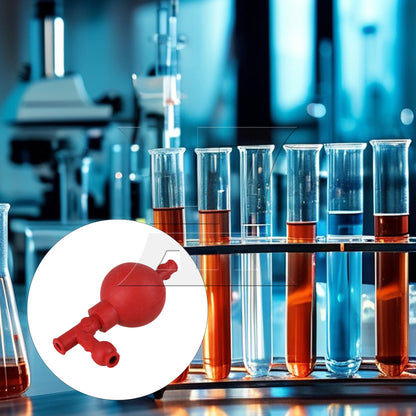 BQLZR Red Three Valve Chemistry Labware Ball Rubber Pipette Filling Bulb