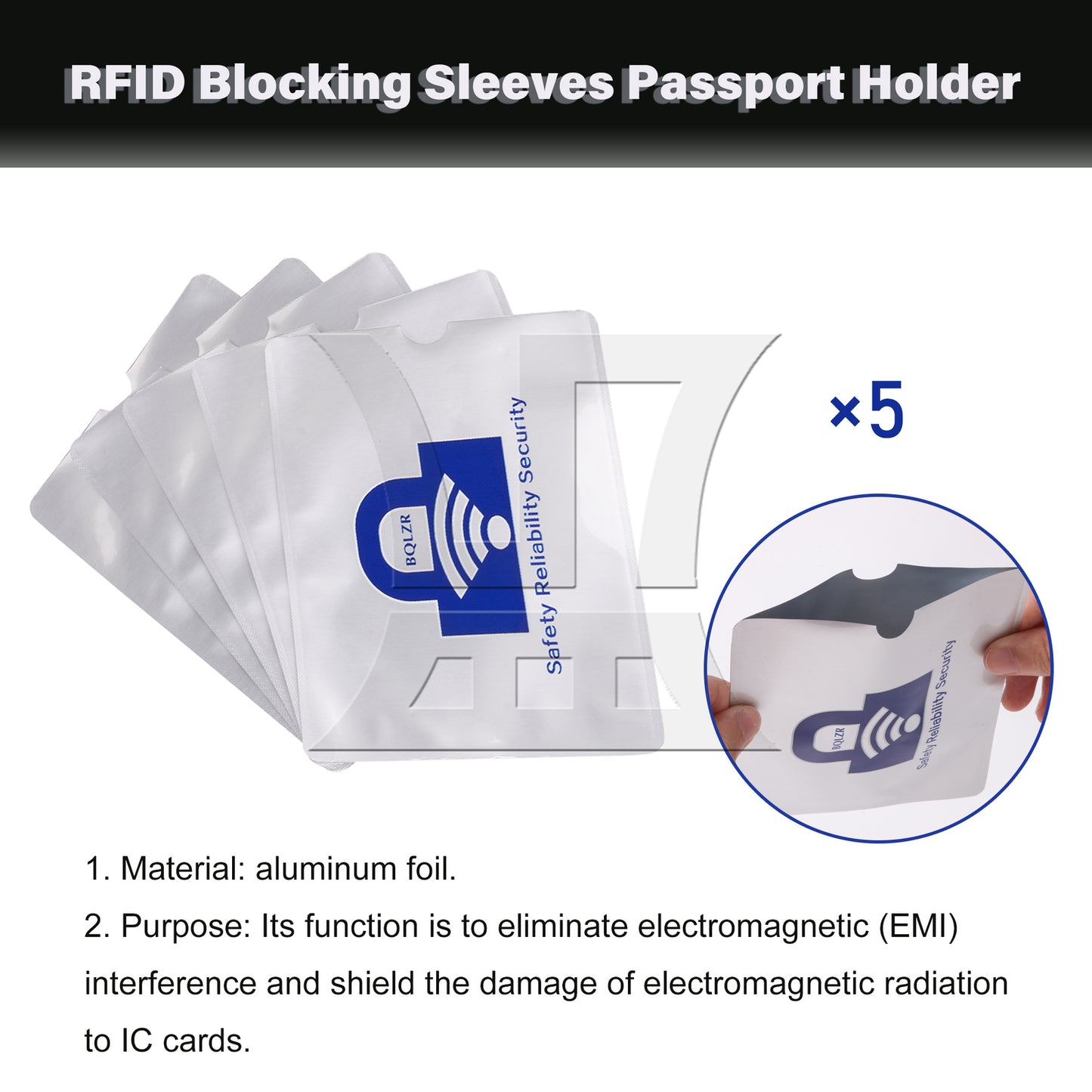 BQLZR  134x105mm RFID Secure Sleeves Passport Holder Blocking Silver