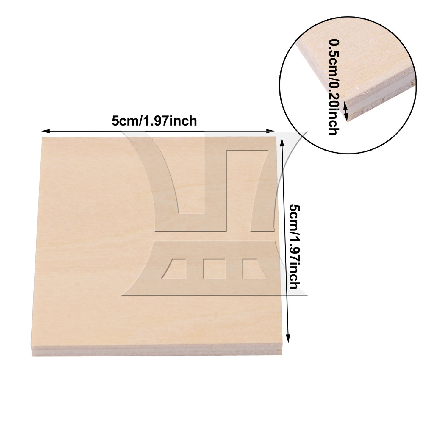 BQLZR 20 x Square Shaped Wood Pieces for Wood Engraving 50x50mm Wood Model