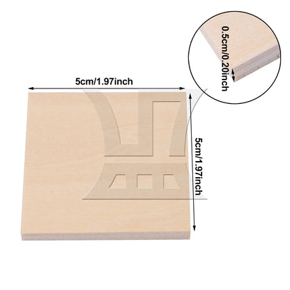 BQLZR 20 x Square Shaped Wood Pieces for Wood Engraving 50x50mm Wood Model