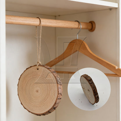 BQLZR 4x Natural Pine Wood Slices Circles with Tree Bark Log Discs 14-16cm Dia
