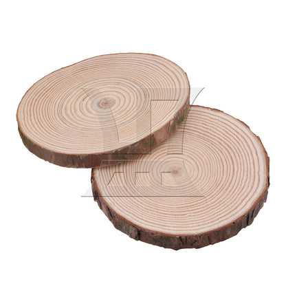 BQLZR 4x Natural Pine Wood Slices Circles with Tree Bark Log Discs 14-16cm Dia