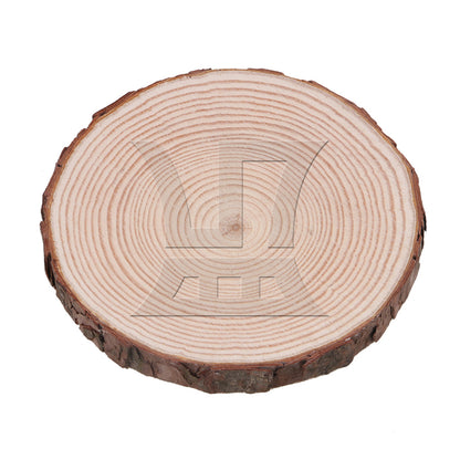 BQLZR 4x Natural Pine Wood Slices Circles with Tree Bark Log Discs 14-16cm Dia