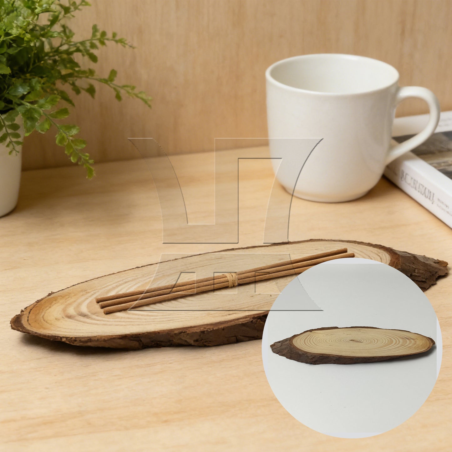 BQLZR 4x Oval Shape Natural Pine Wood Log Slice Circle with Tree Bark 7.09-7.87inch